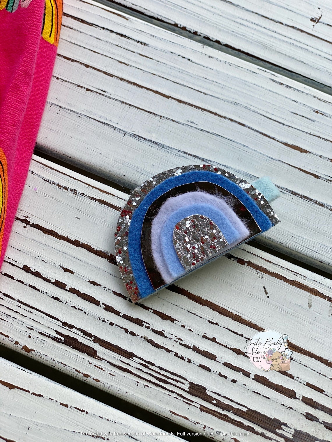 Rainbow hair snap clips . glitter hair clips. Rainbow Etsy