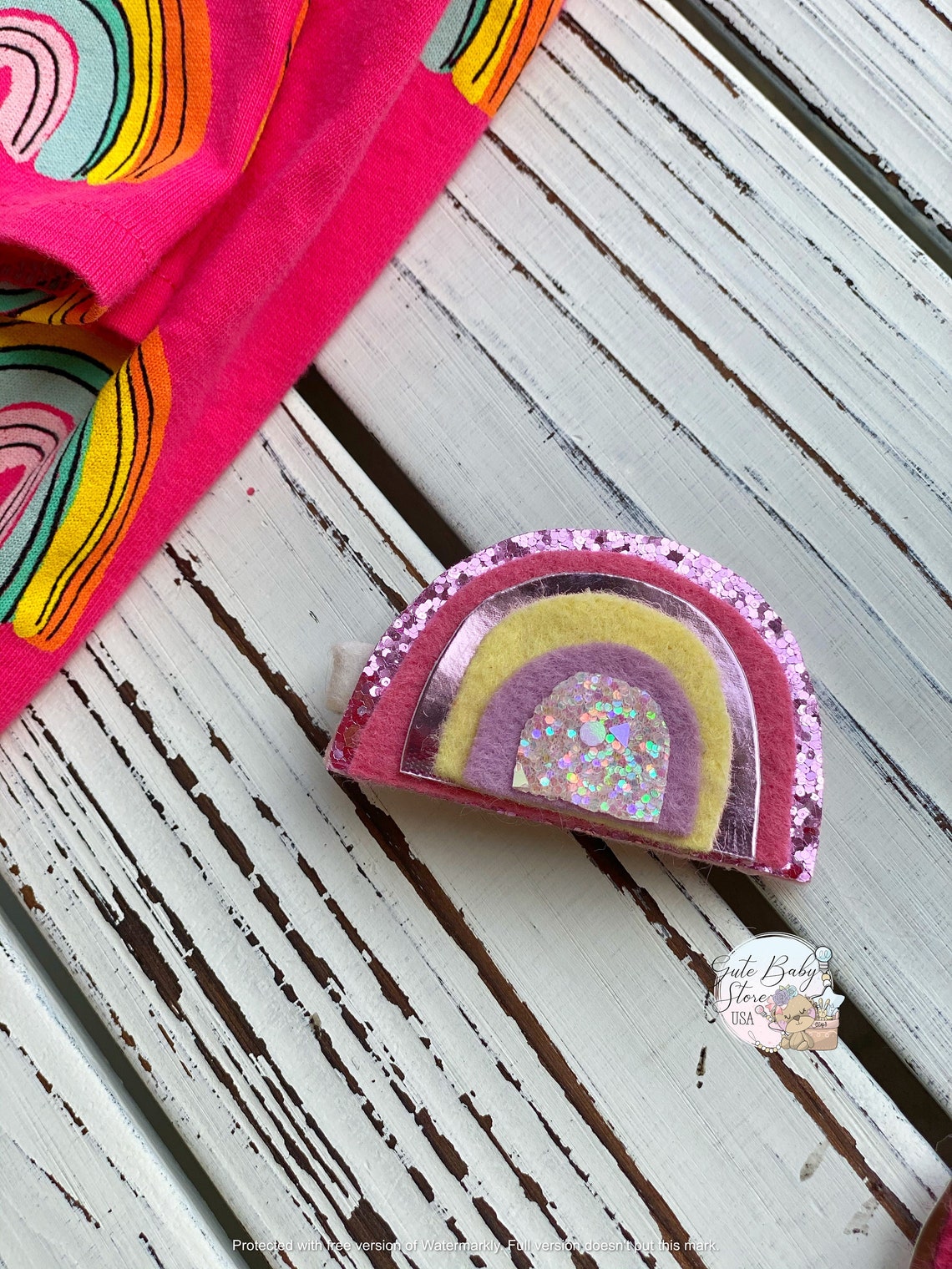 Rainbow hair snap clips . glitter hair clips. Rainbow Etsy