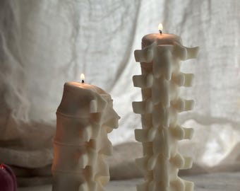 Vela Anatômica de Espinha: Decoração Gótica de Halloween, Esqueleto de Cera de Soja