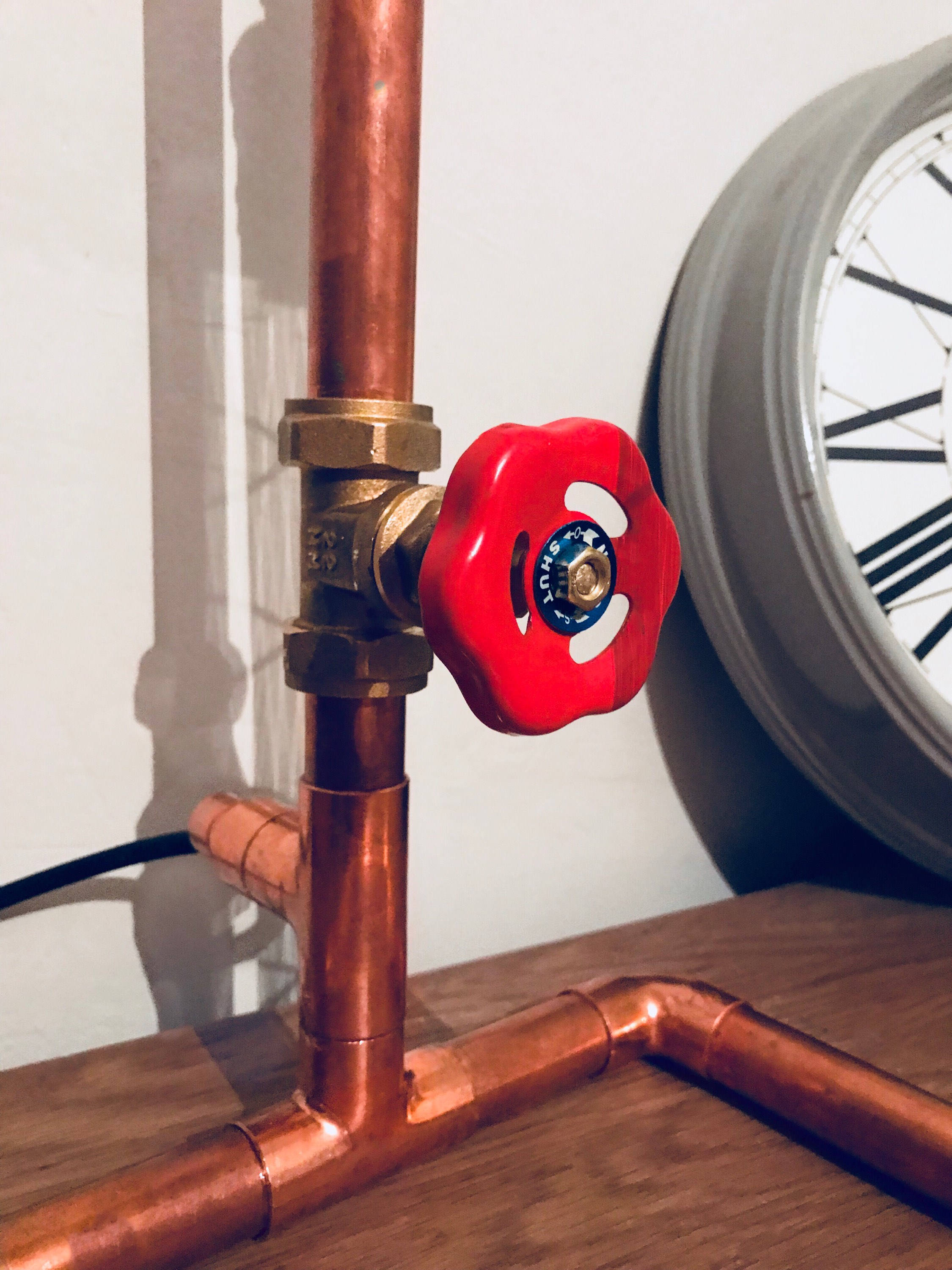 Industrial Copper Pipe Lamp Working Water Valve Switch Edison Long Bulb