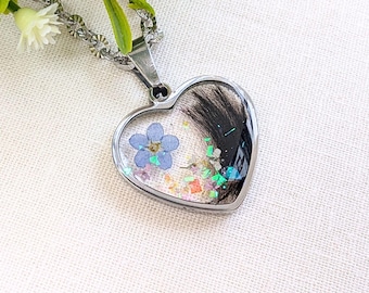 Collar de recuerdo con mechón de pelo, medallón de pelo personalizado para mascotas, recuerdo del primer corte de pelo del bebé