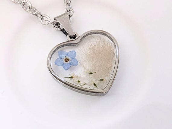 Hair Memorial Necklace, Heart Shaped Lock of Hair Keepsake, Personalised Hair Locket for Mum