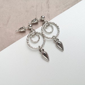 Spike earrings, plated circle dangle earrings, gothic earrings