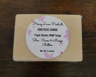 Soap, natural, shea, mango, cocoa, honeysuckle