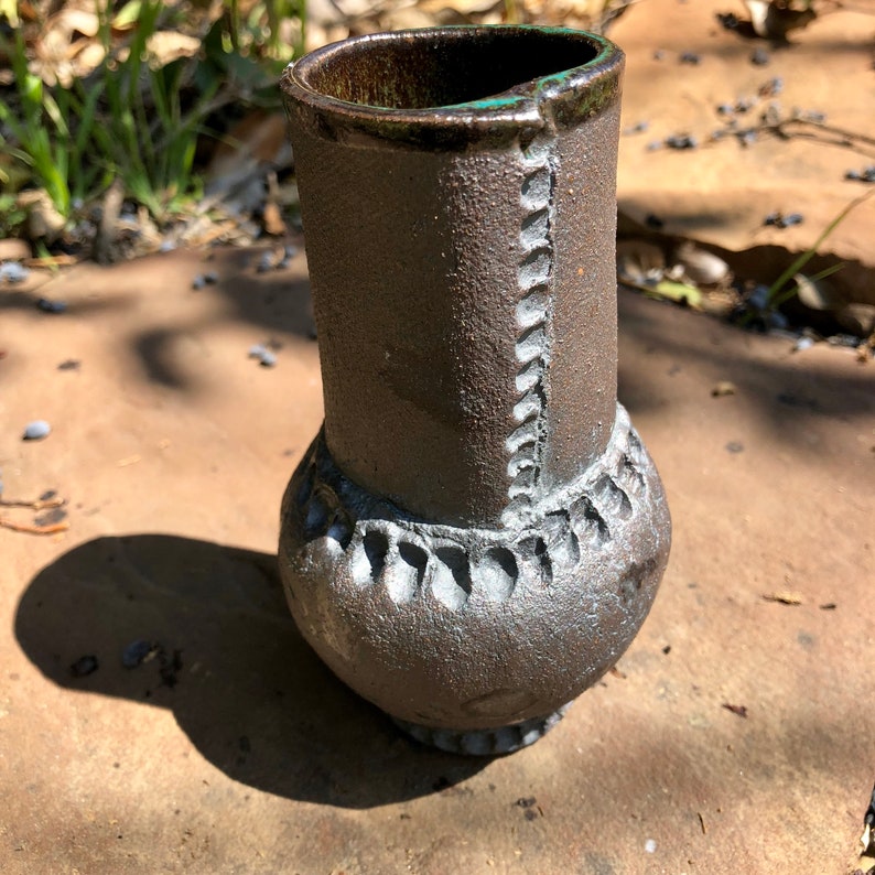 Black Lava Ceramic Altar Vase