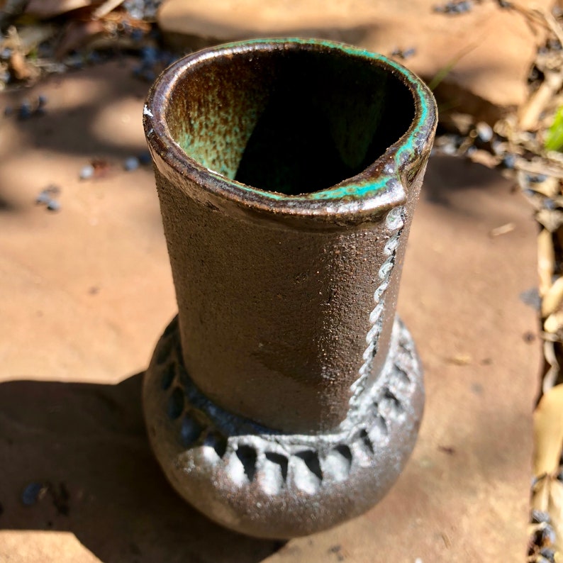 Black Lava Ceramic Altar Vase