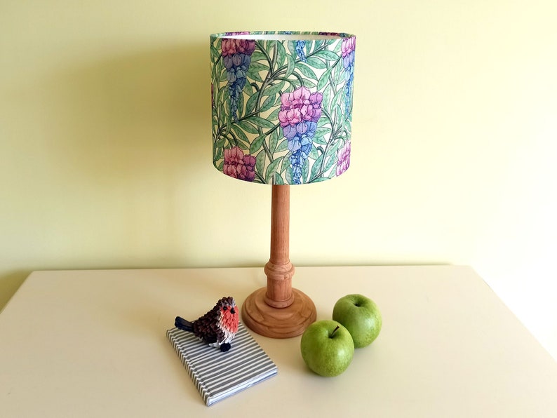 Floral Lamp Shade Blue Pink Wisteria Flowers Lampshade Etsy