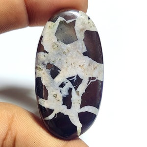 Black Septarian Cabochon: Oval Loose Gemstone (46x24mm)