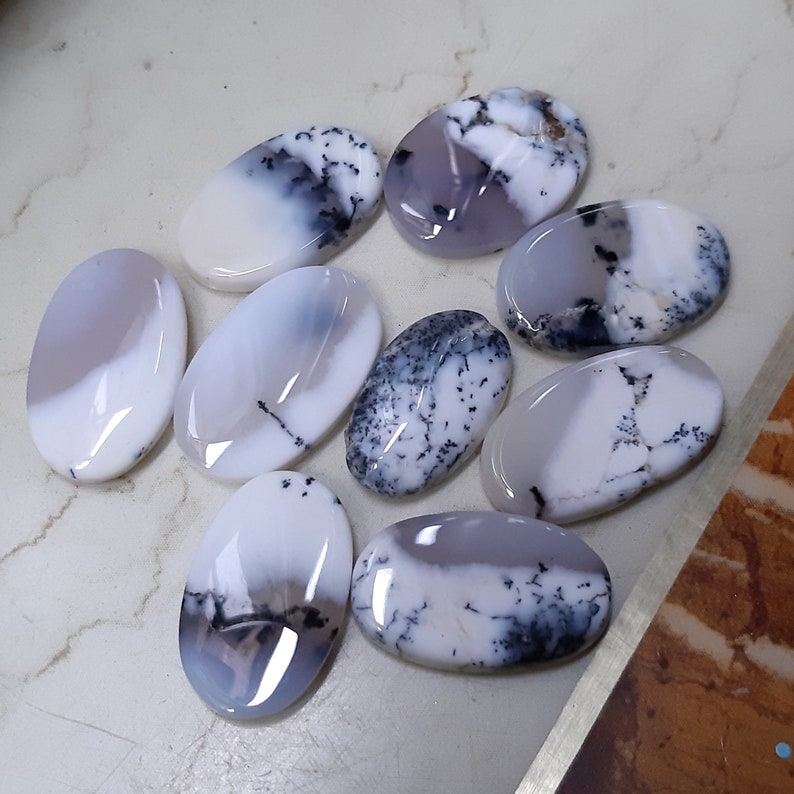 9Pc 100Ct 100/% Natural Dendrite Agate Cabochon AAA Quality Oval Shape Cabochon Lot Cab Jewelry Making Handmade Dendrite opal Gemstone B521