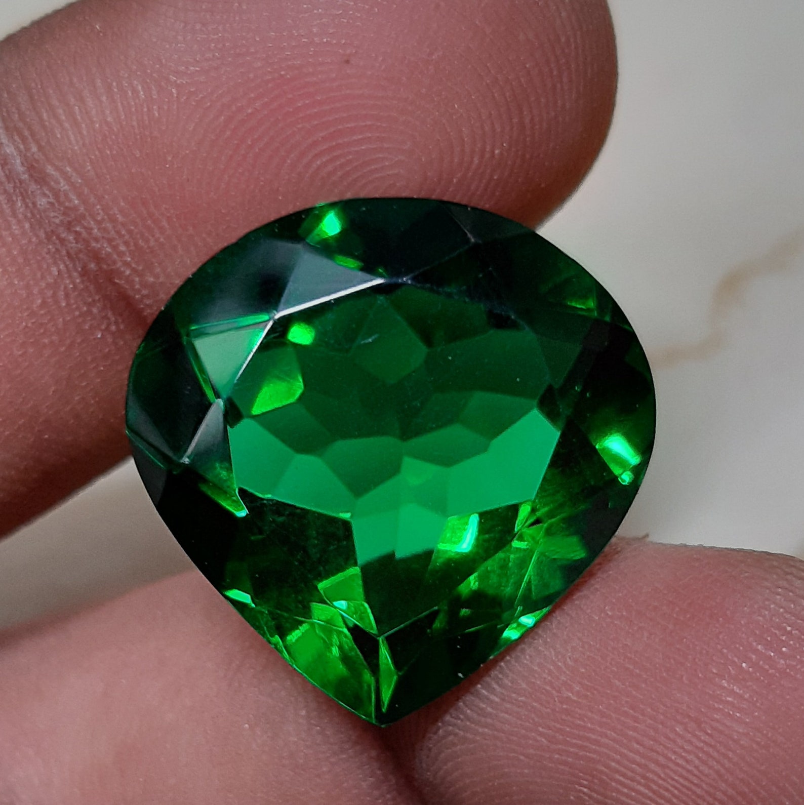 20Ct Lab created Zambia Emerald Gemstone Faceted Emerald Etsy