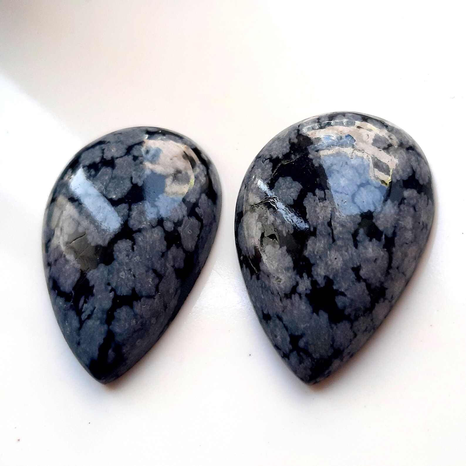 Matching Pair Snowflake Jasper Gemstone Pair Natural Etsy