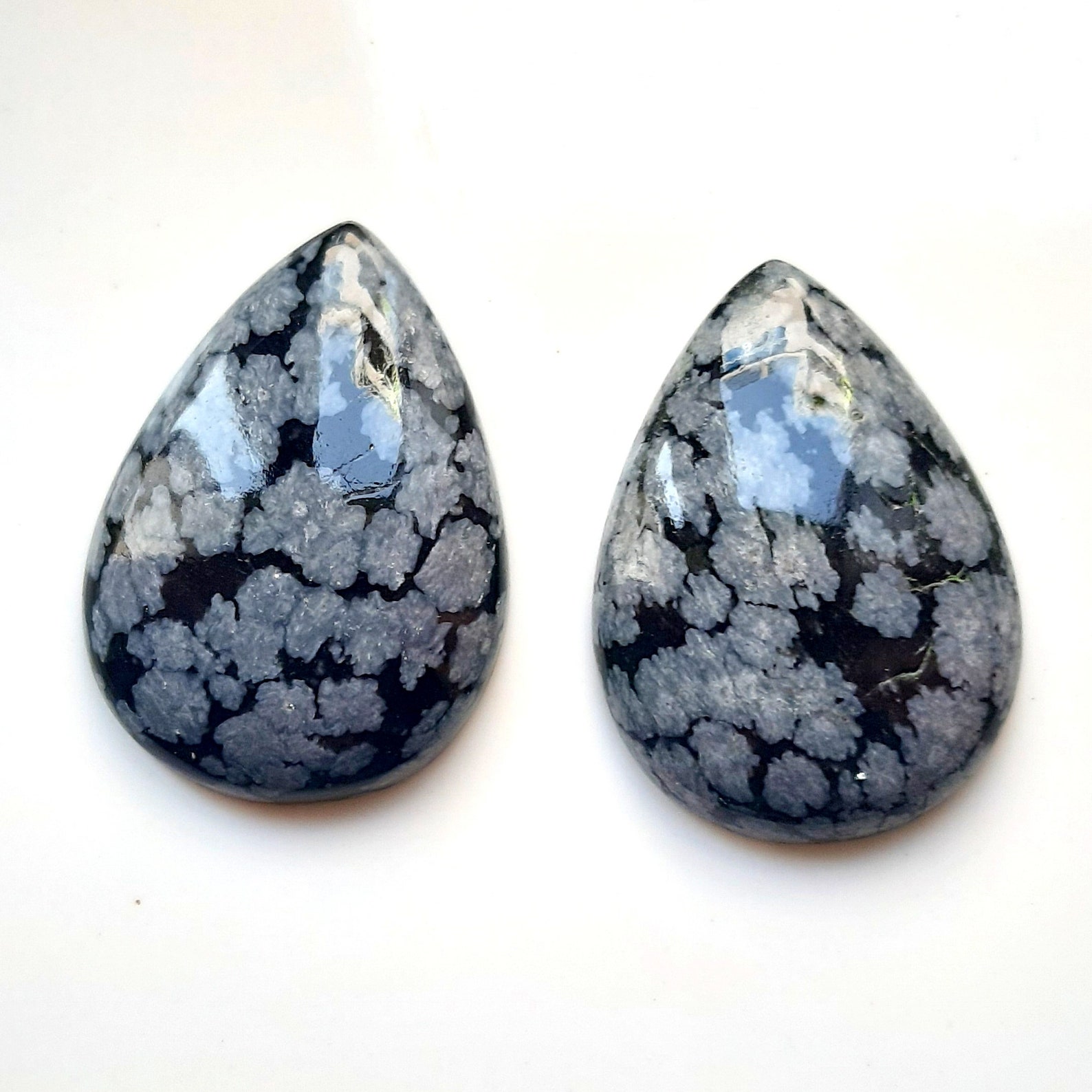 Matching Pair Snowflake Jasper Gemstone Pair Natural Etsy
