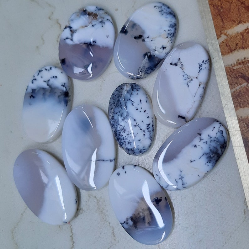 9Pc 100Ct 100/% Natural Dendrite Agate Cabochon AAA Quality Oval Shape Cabochon Lot Cab Jewelry Making Handmade Dendrite opal Gemstone B521