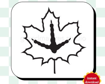 Turkije Track Mapleleaf SVG Canada Turkije Hunt PNG Canadese Maple Leaf Fall Art Turkije Hunter Clipart Turkije Track voetafdruk jacht lijntekeningen