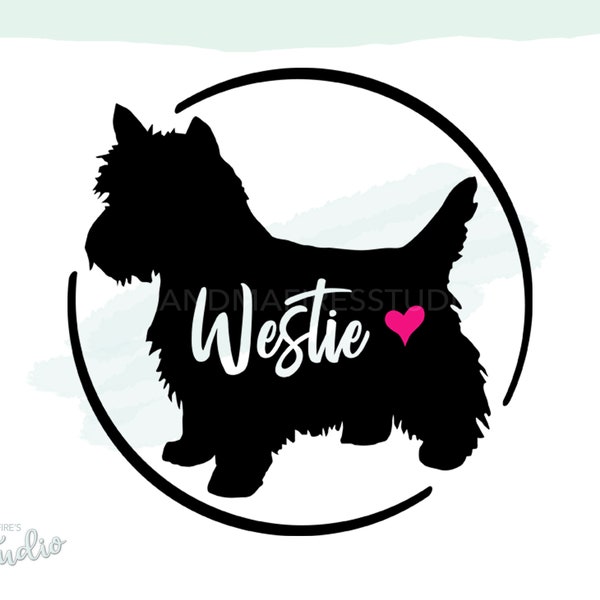 Westie SVG, West Highland White Terrier, Westie Silhouette Design, Westie Car Decal File, Westie T-shirt Design, Dog Lover Decor