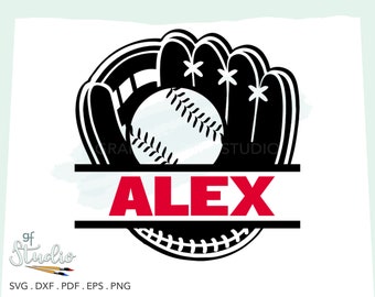 Baseball SVG, Baseball Glove, Baseball Helmet Decal, Personalize, T-ball Decal, Softball Decal, SVG, Baseball Split Name, Baseball T-Shirt