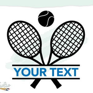 Raquetas de tenis divididas con archivo de corte SVG de pelota de tenis, personalizar equipo de tenis, símbolo deportivo SVG, diseño de taza, aficionado al tenis, idea de regalo de tenis imagen 1
