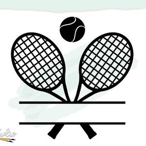 Tennis Rackets Split with Tennis Ball SVG Cut File, Personalize Tennis Gear, Sports Symbol SVG, Mug Design, Tennis Fan, Tennis Gift Idea image 2