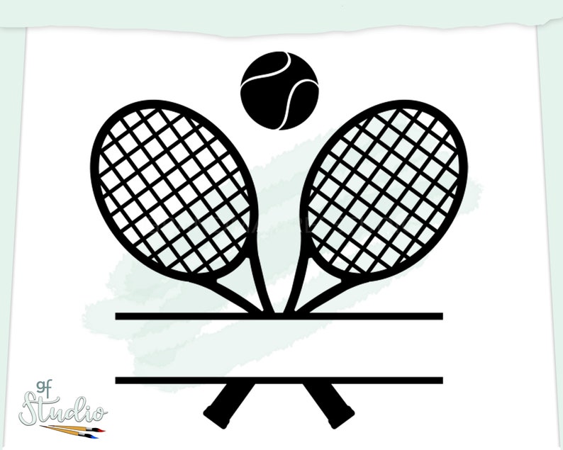 Raquetas de tenis divididas con archivo de corte SVG de pelota de tenis, personalizar equipo de tenis, símbolo deportivo SVG, diseño de taza, aficionado al tenis, idea de regalo de tenis imagen 2