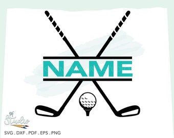 Golf SVG, Golf Clubs with Golf Ball Split Name SVG, Golfer's Gift, Golf Clubs SVG, Golf Club Tee Shirt Design, Personalize Golfer Gear Svg