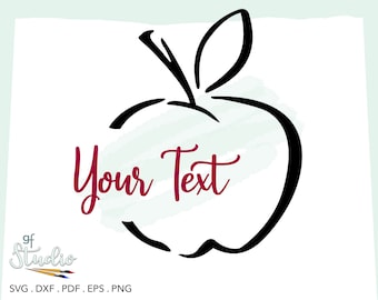 Teacher, Apple SVG, Personalize Teacher's Gift, Apple, Apple line art, Apple design, Apple clip art, Apple Cut File, Apple vector file