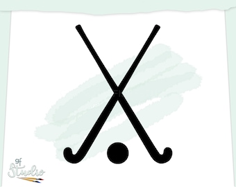 Field Hockey Silhouette SVG, Solid Hockey Sticks & Ball, Field Hockey Symbol, Field Hockey, Simple Field Hockey Design, Field Hockey Emblem