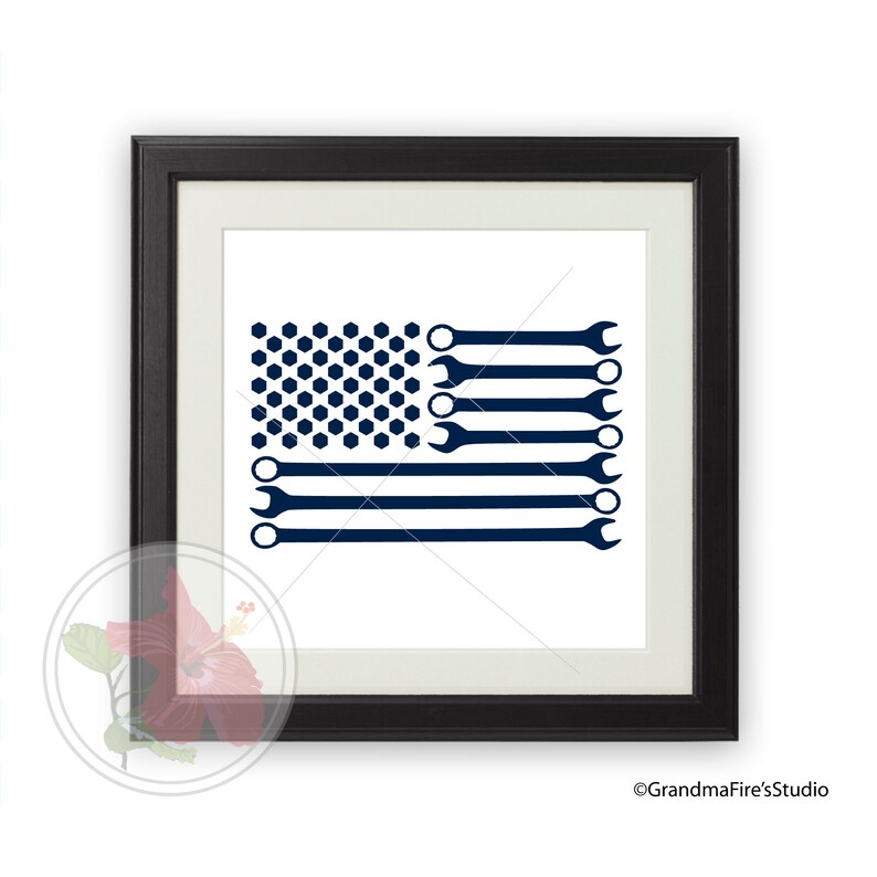 Download American Flag SVG Mechanic Flag Cut File Wrench | Etsy