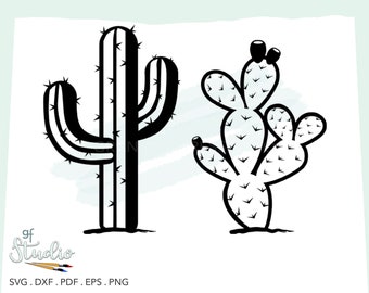 Cactus SVG, 2 Easy Cactus SVG, Prickly Pear Cactus, Saguaro Cactus, Southwest Decor, Southwest Theme, Arizona Desert Decor, Cactus Clipart