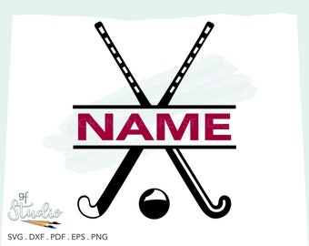 Easy Field Hockey Split SVG, Simplified Taped Field Hockey Sticks Cutting File, Field Hockey Tee Shirt Design, Personalize Field Hockey SVG