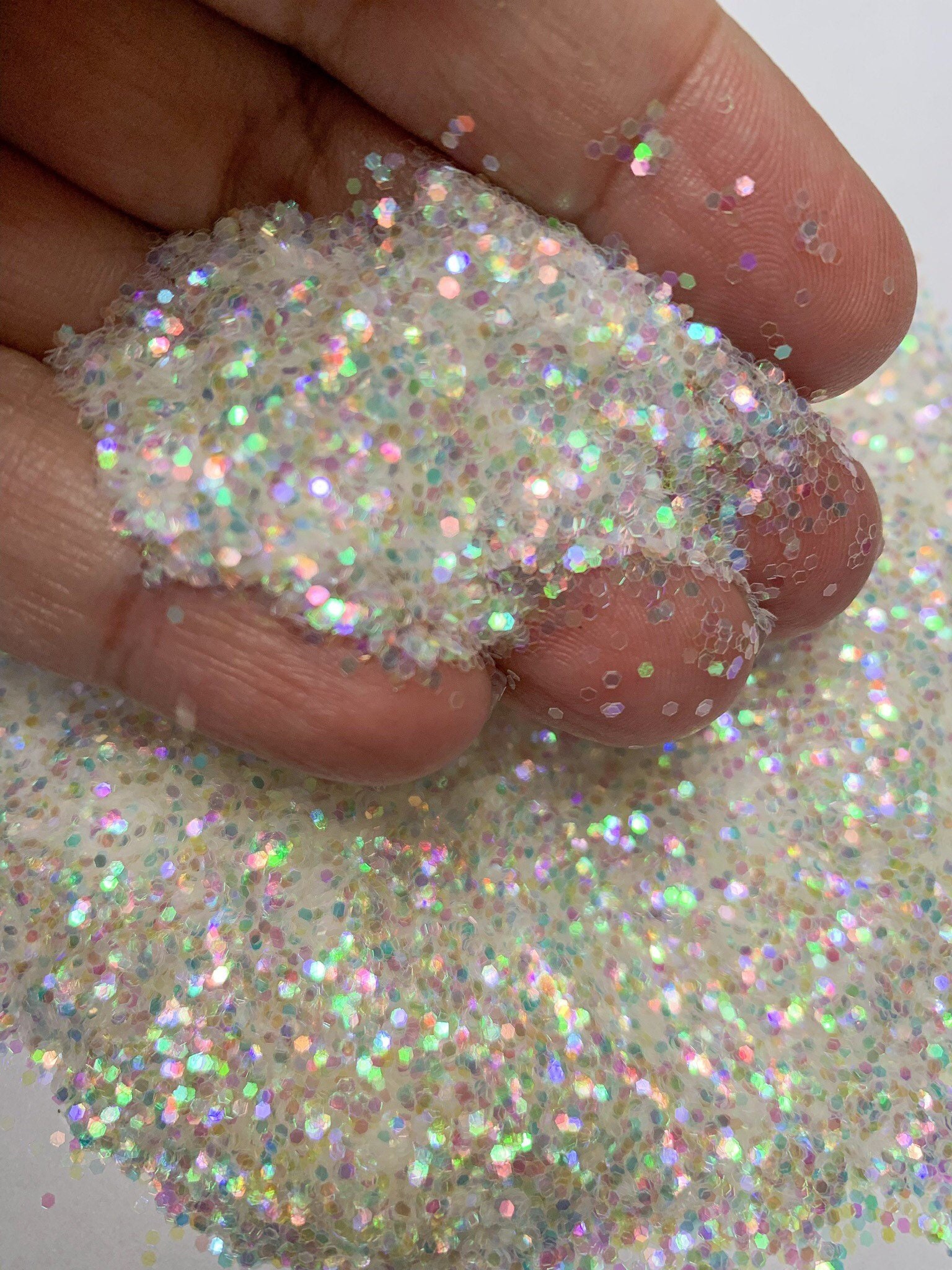 White Iridescent Small Chunky Glitter Frost Warning Etsy