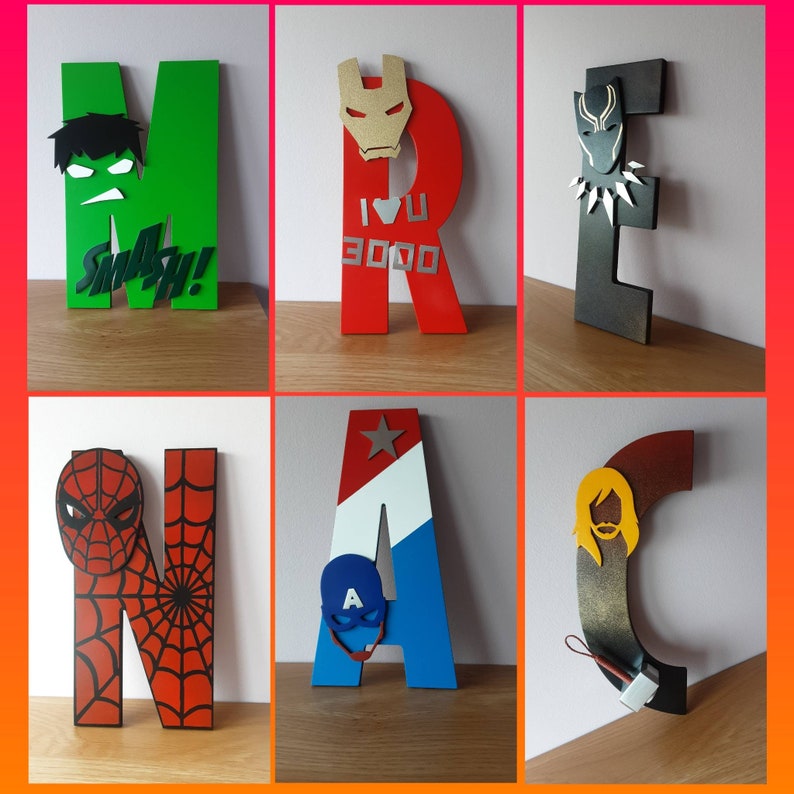 Superhero themed letters/ Marvel letters/wall art/wooden Etsy 日本