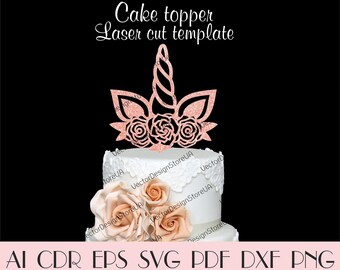 unicorn horn and ears cake topperunicorn cake topper etsy