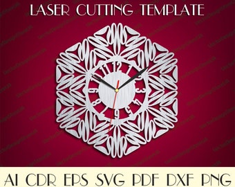 Modern wall art,Modern wall clock,Modern home decor,Floral wall clock dxf,Laser cut files,Dxf files for laser,Clock dxf,Clock svg WCM-225