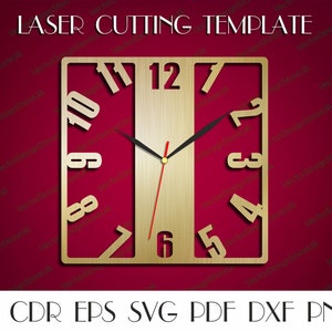 Einzigartige Uhr, Moderne Uhr svg, Große Wanduhr, Holzuhr, Laser-Cut-Dateien, Uhr svg, Dxf-Dateien für Laser, Uhr dxf, Uhrenwand WCM-133