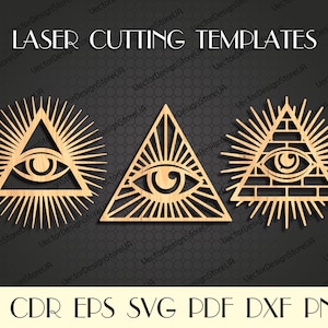 Set All seeing eye Svg,All seeing eye wall art,Illuminati Symbols svg,Freemasonry svg,Freemason svg,cnc files for laser,laser cut files S-21