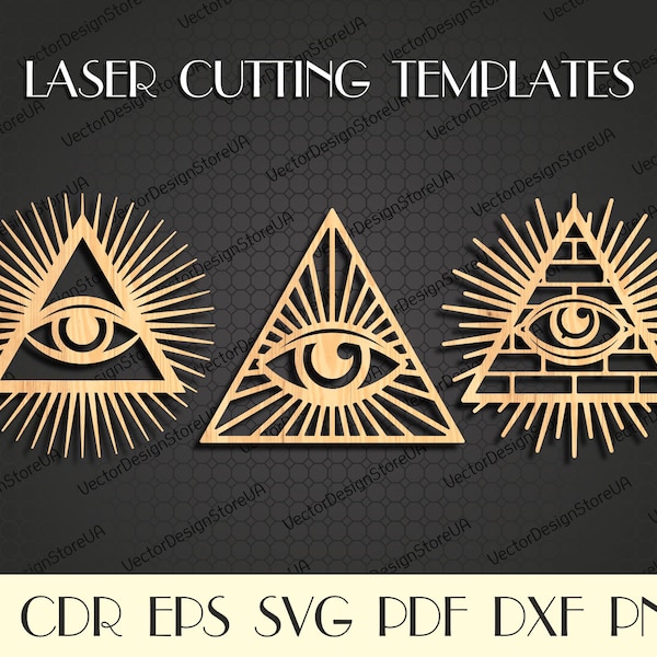 Set All seeing eye Svg,All seeing eye wall art,Illuminati Symbols svg,Freemasonry svg,Freemason svg,cnc files for laser,laser cut files S-21