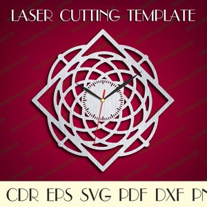 Geometric clock dxf Modern wall clock Large clock for wall Laser cut template Unique clock Birthday gift Vector for CNC Clock svg WCM-207