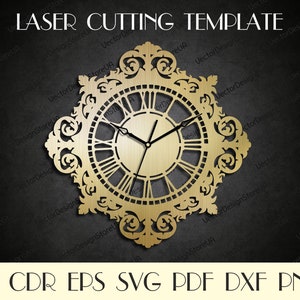 Vintage decor for wall,Vintage clock svg,Vintage art,Retro wall art,Clock dxf,Laser cut files,Vector for CNC,dxf files for laser WCM-195