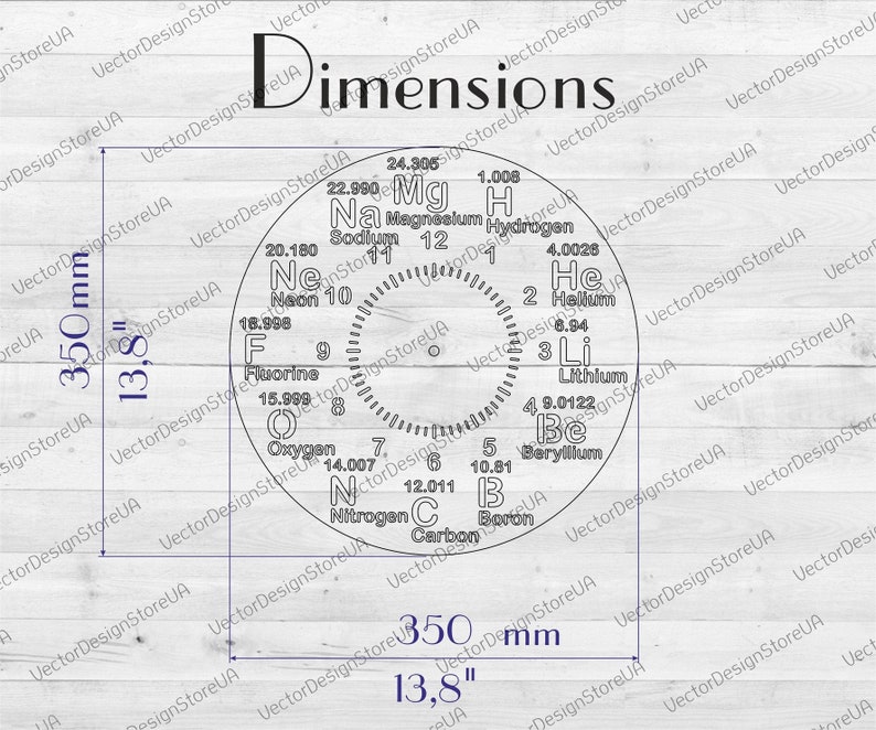 Periodic table clock svg,Chemistry art dxf,Periodic table wall art,Chemical clock,Chemistry gift,Clock laser cut,Cnc plans,Clock dxf WCM-105
