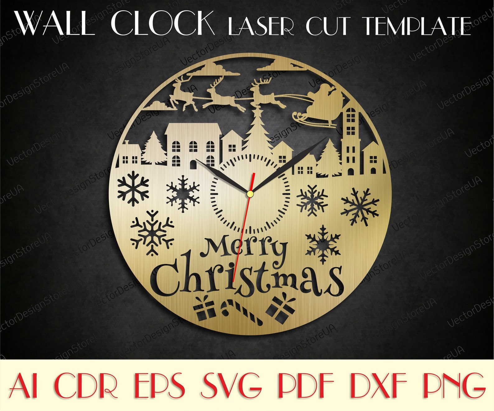 Merry Christmas Clockchristmas Svgchristmas Wall Etsy