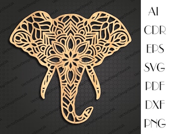 Elephant wall art,Elephant svg,Elephant decor,Elephant mandala,Mandala wall decor,Mandala svg,cnc files for laser,laser cut files LCT-74