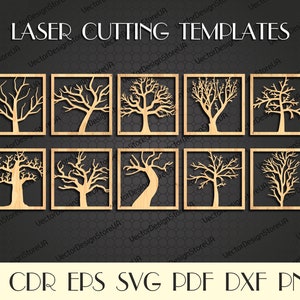 Set 10Pcs Tree wall art,Tree of life wall decor,Tree art svg,Tree decor,Tree of life svg,dxf files for laser,Tree decor wood,cnc files S-25