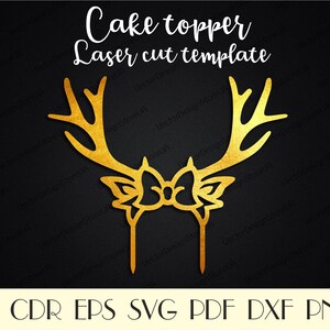 Cake topper for kids,Deer horns cake topper svg,Deer Antlers svg,Deer horns svg,Cake topper for girls,Cake topper svg,CNC plans CTT-14