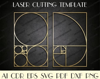 Set Golden ratio kunst aan de muur, Golden ratio svg, Fibonacci spiraal kunst aan de muur, Fibonacci spiraal svg, cnc bestanden voor laser, laser gesneden bestanden LCT-69