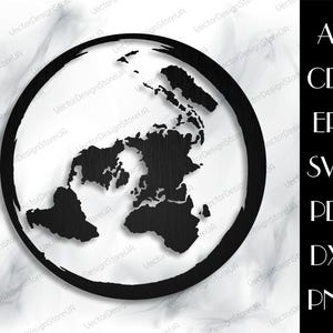 Flat Earth-wanddecor, Flat Earth-kaartbestand, Flat Earth-kunst, Flat Earth dxf, Flat Earth svg, Flat Earth lasergesneden, hout lasergesneden, CNC-bestanden LCT-117