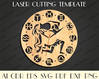 Aquarius svg,Aquarius zodiac,Aquarius gift,Wedding gift,Astrology Signs svg,Zodiac svg,Laser cut file,Laser cut wood,Clock svg WCM-161