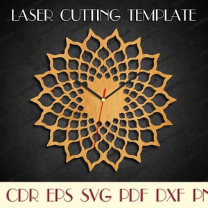 Pattern wall decor Unique clock Clock for cnc Large wall clock Rustic decor Dxf files for laser Laser cut files Clock dxf Clock svg WCM-102