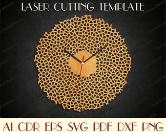 Unique clock Coral wall decor Clock for cnc Large wall clock Rustic decor Dxf files for laser Laser cut files Clock dxf Clock svg WCM-101