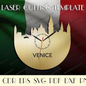 Venice wall art,Venice Italy svg,Venice clock,Venice silhouette,Italian art,Italian decor,Laser cut file,Clock svg,Dxf files for laser WCT-6