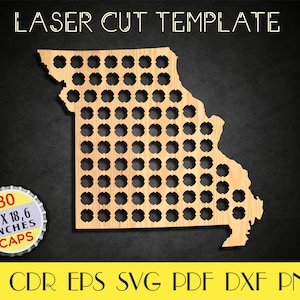Missouri Beer Caps map,Missouri caps holder dxf,Missouri svg,Missouri art,Beer caps holder svg,Retirement gift for men,laser cut file LCT-19